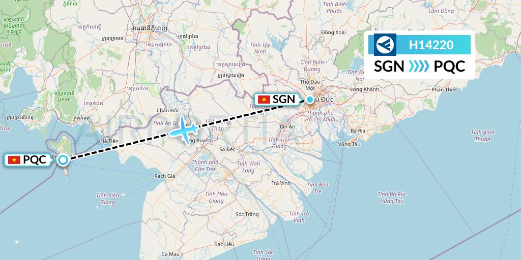 H14220 Hahn Air Systems Flight Map: Ho Chi Minh City to Phu Quoc