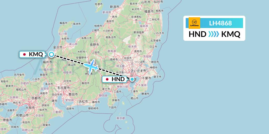 LH4868 Lufthansa Flight Map: Tokyo to Komatsu