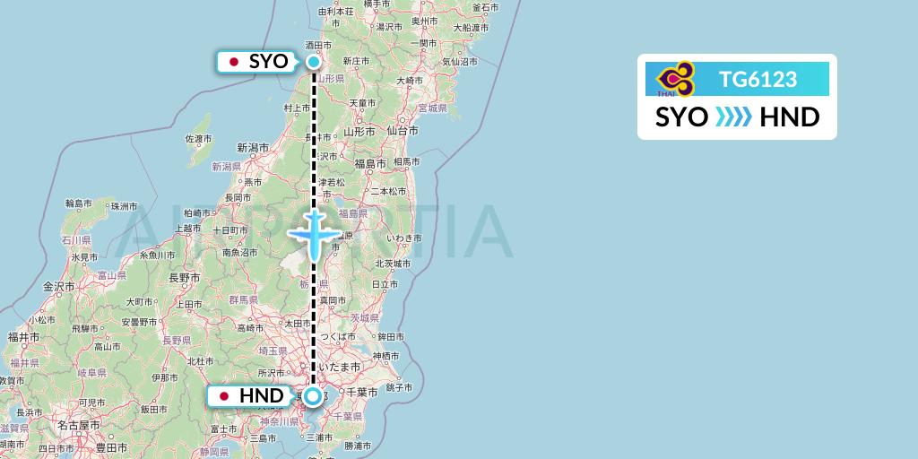 TG6123 Thai Airways Flight Map: Sakata to Tokyo
