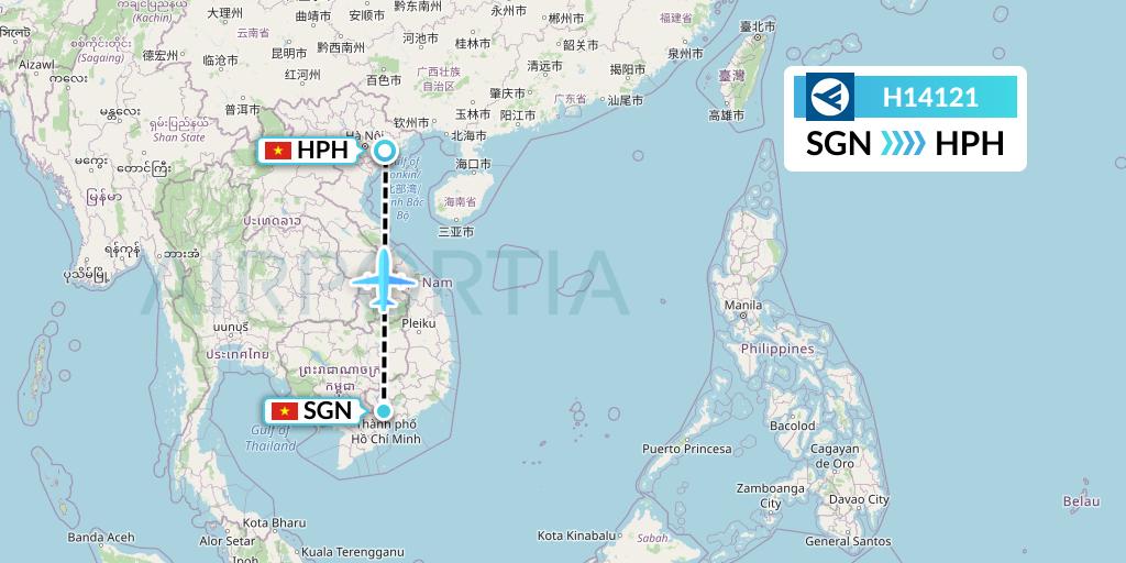 H14121 Hahn Air Systems Flight Map: Ho Chi Minh City to Haiphong