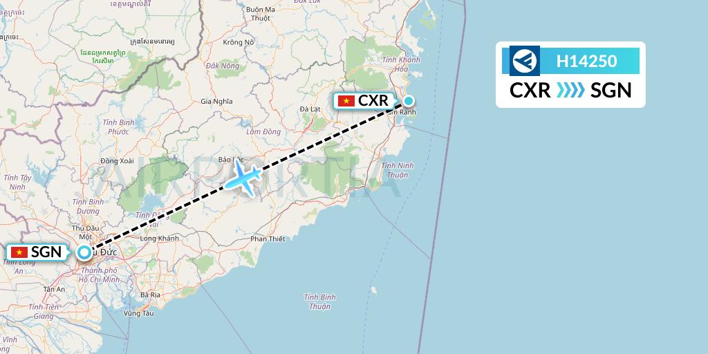 H14250 Hahn Air Systems Flight Map: Nha Trang to Ho Chi Minh City