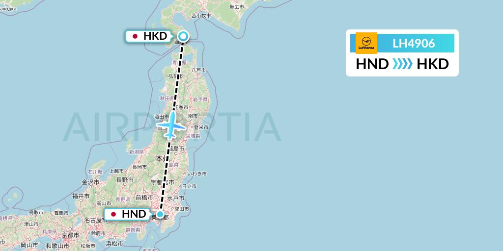 LH4906 Lufthansa Flight Map: Tokyo to Hakodate
