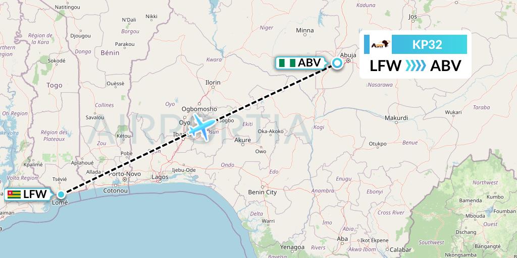 KP32 ASKY Flight Map: Lome to Abuja