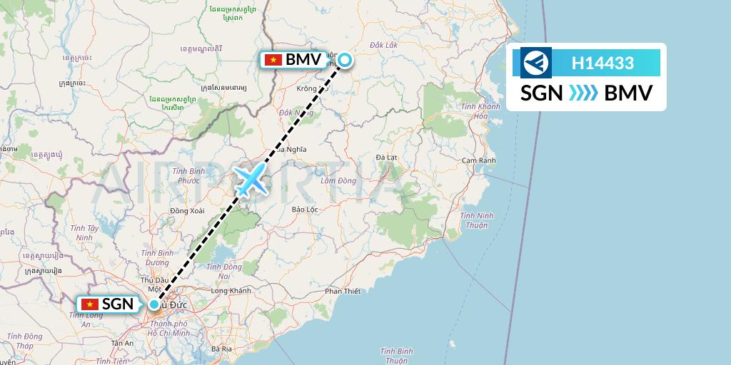 H14433 Hahn Air Systems Flight Map: Ho Chi Minh City to Buon Ma Thuot