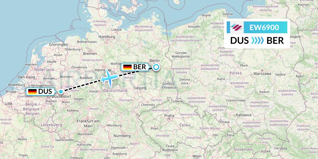EW6900 Eurowings Flight Map: Dusseldorf to Berlin
