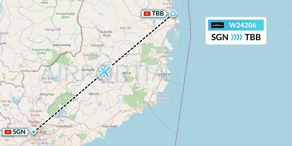 W24206 Flex Flight Flight Map: Ho Chi Minh City to Tuy Hoa