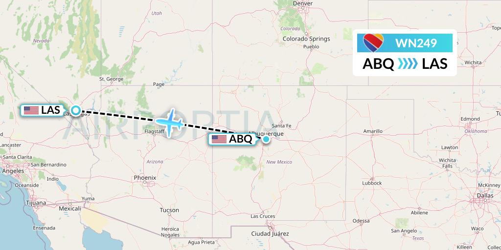 WN249 Southwest Airlines Flight Map: Albuquerque to Las Vegas