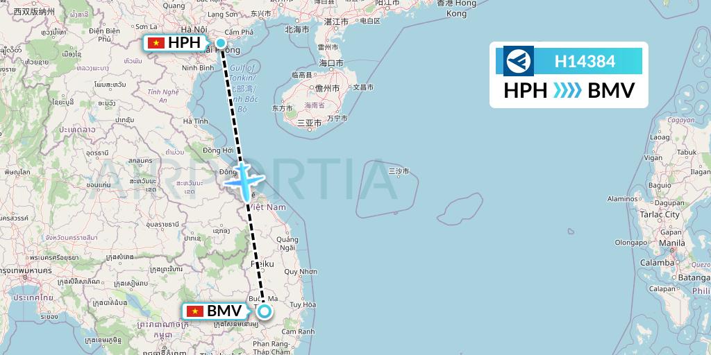 H14384 Hahn Air Systems Flight Map: Haiphong to Buon Ma Thuot