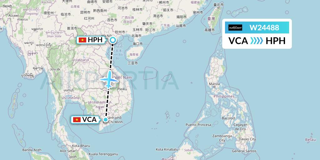W24488 Flex Flight Flight Map: Can Tho to Haiphong