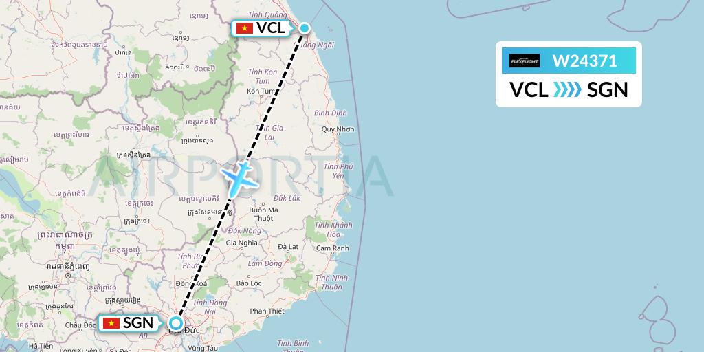 W24371 Flex Flight Flight Map: Chu Lai to Ho Chi Minh City