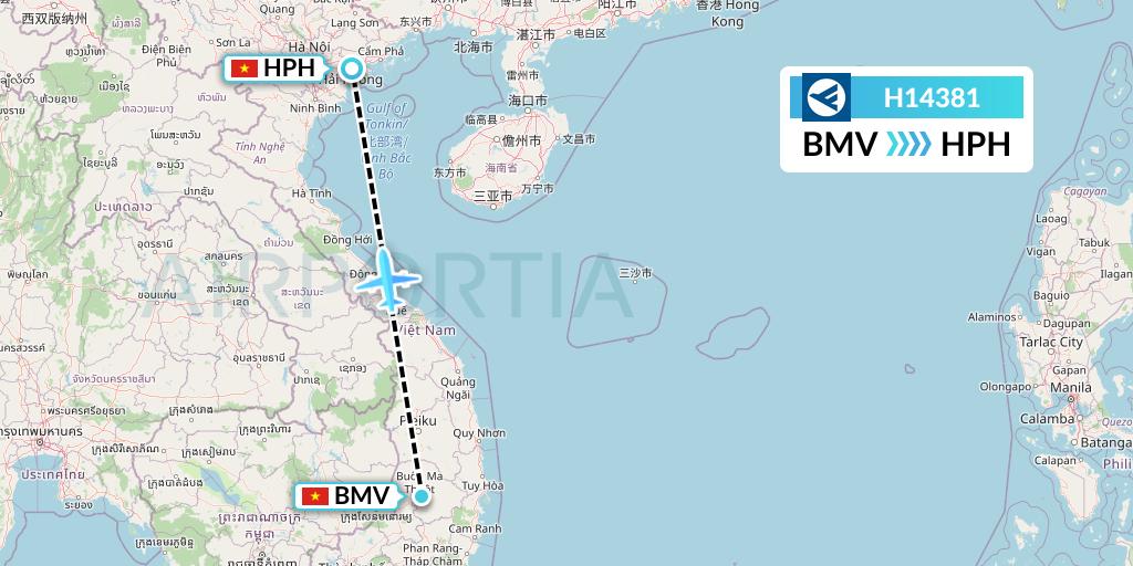 H14381 Hahn Air Systems Flight Map: Buon Ma Thuot to Haiphong