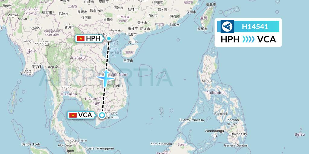 H14541 Hahn Air Systems Flight Map: Haiphong to Can Tho