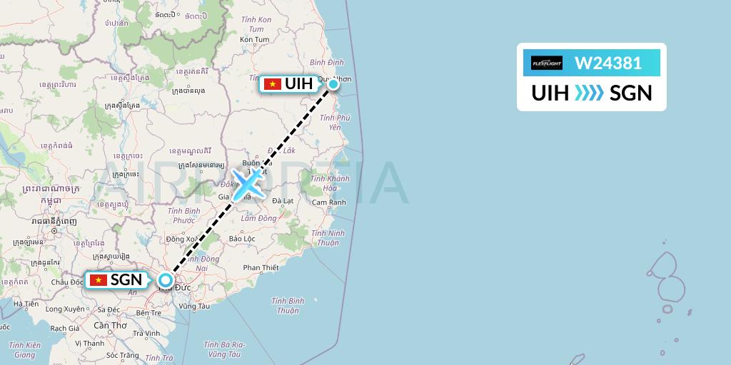 W24381 Flex Flight Flight Map: Qui Nhon to Ho Chi Minh City