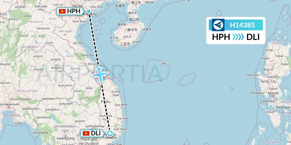 H14385 Hahn Air Systems Flight Map: Haiphong to Da Lat