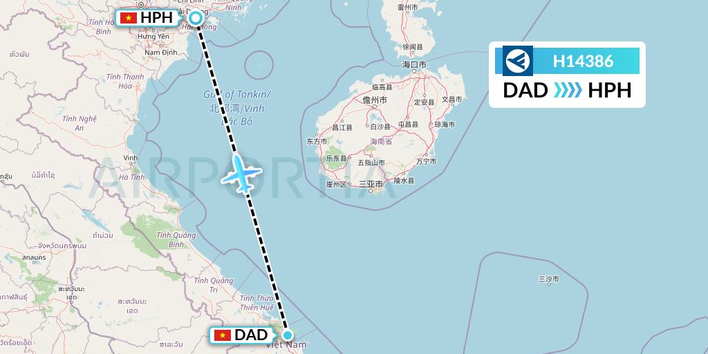 H14386 Hahn Air Systems Flight Map: Da Nang to Haiphong