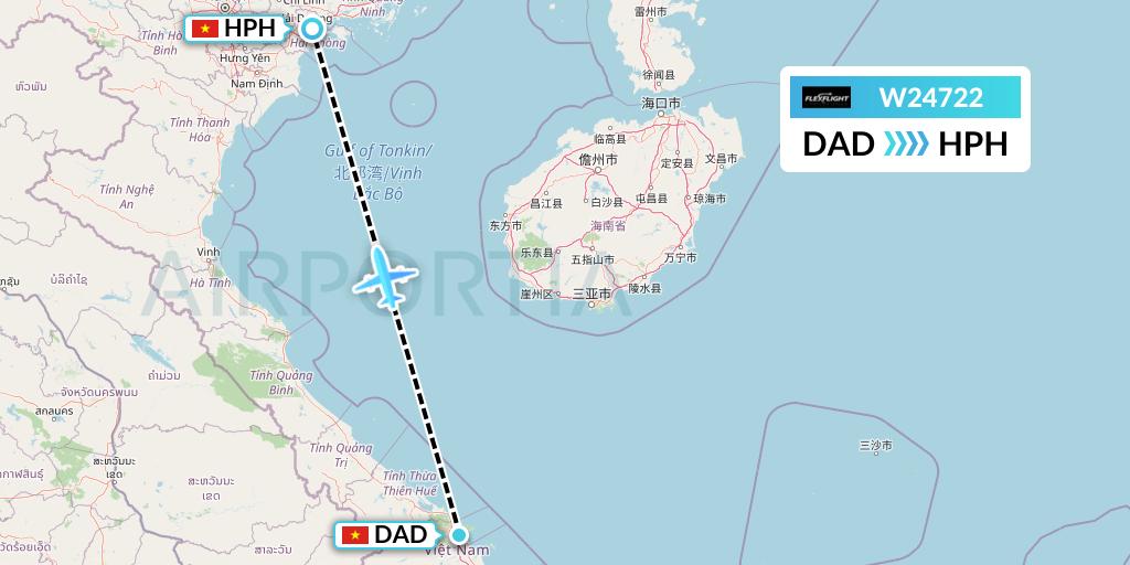 W24722 Flex Flight Flight Map: Da Nang to Haiphong