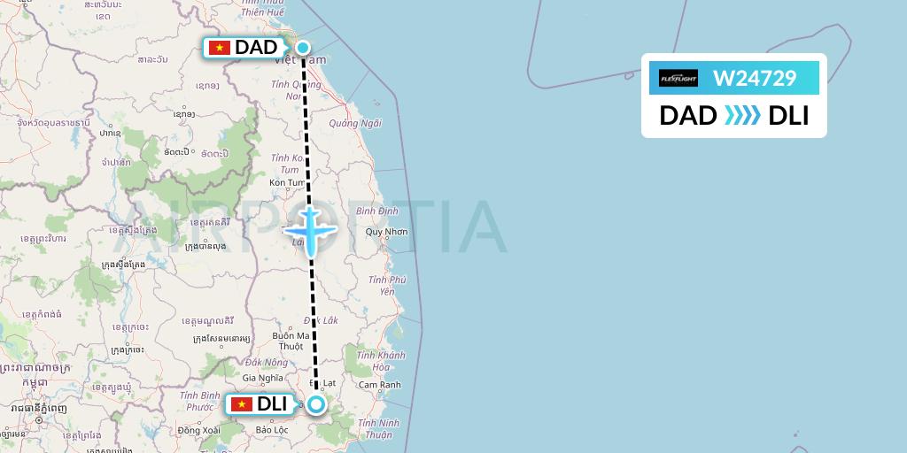 W24729 Flex Flight Flight Map: Da Nang to Da Lat
