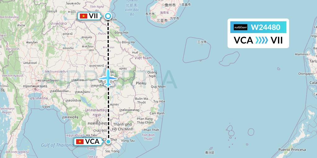 W24480 Flex Flight Flight Map: Can Tho to Vinh