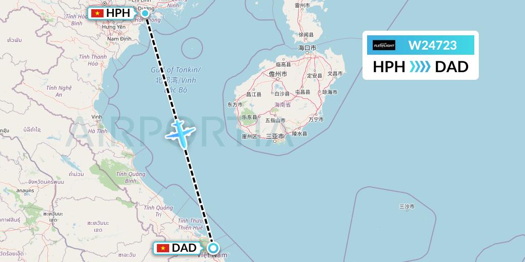 W24723 Flex Flight Flight Map: Haiphong to Da Nang