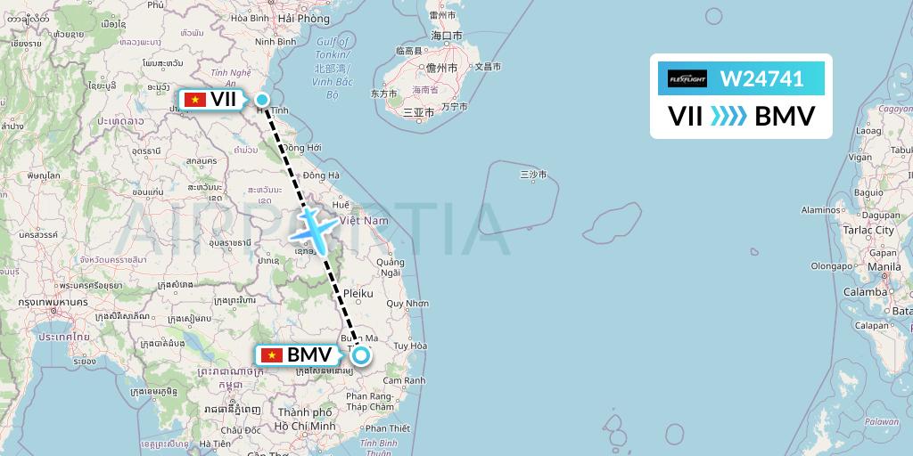 W24741 Flex Flight Flight Map: Vinh to Buon Ma Thuot