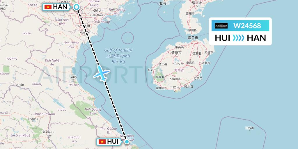W24568 Flex Flight Flight Map: Hue to Hanoi