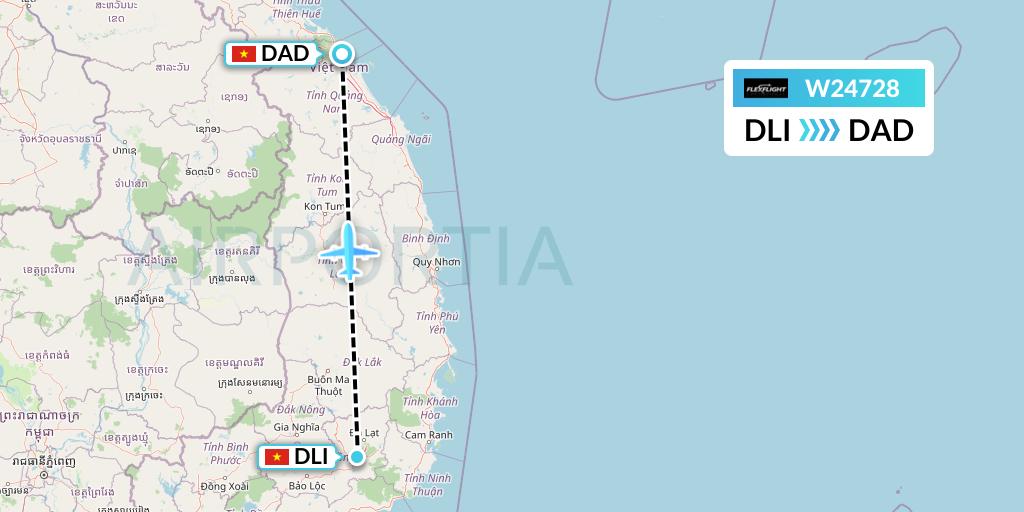 W24728 Flex Flight Flight Map: Da Lat to Da Nang