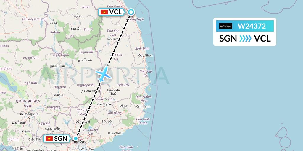 W24372 Flex Flight Flight Map: Ho Chi Minh City to Chu Lai