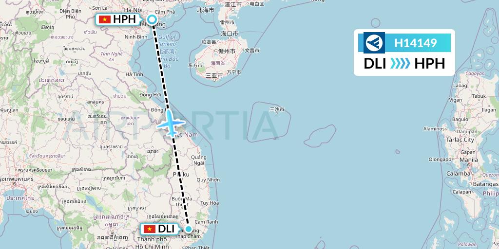 H14149 Hahn Air Systems Flight Map: Da Lat to Haiphong