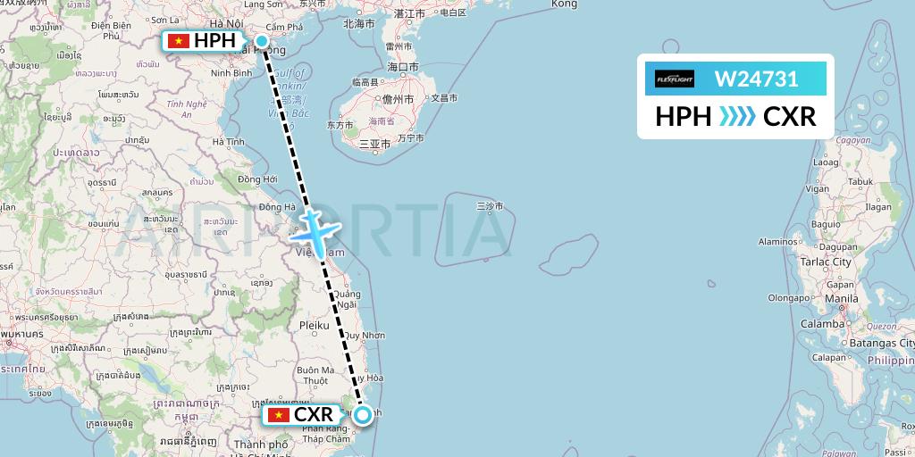 W24731 Flex Flight Flight Map: Haiphong to Nha Trang