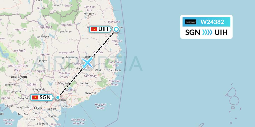 W24382 Flex Flight Flight Map: Ho Chi Minh City to Qui Nhon