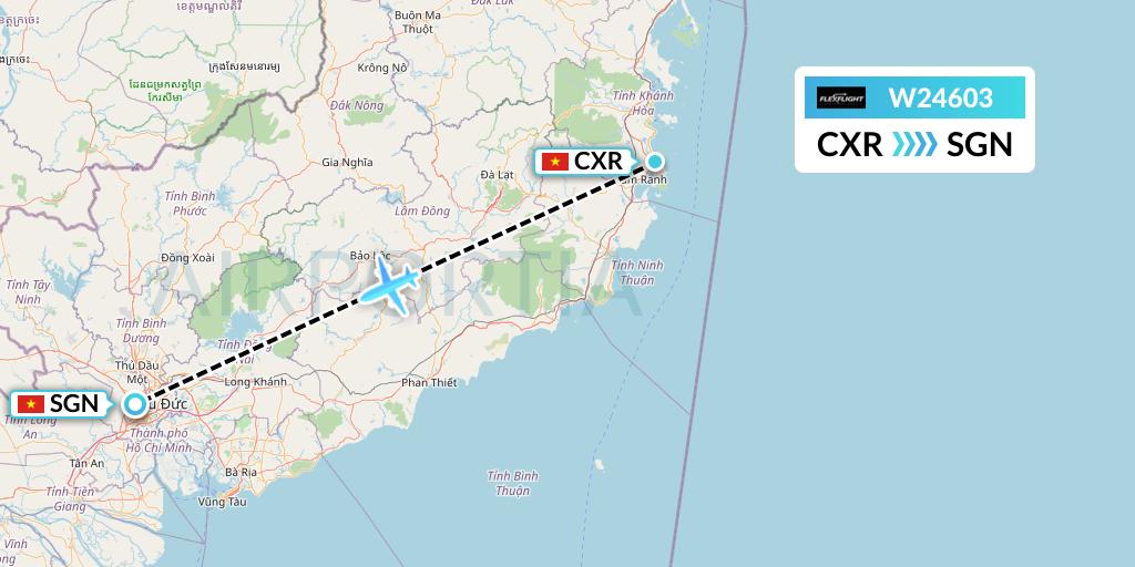 W24603 Flex Flight Flight Map: Nha Trang to Ho Chi Minh City