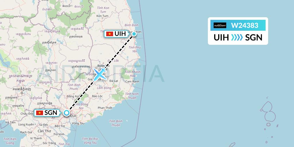 W24383 Flex Flight Flight Map: Qui Nhon to Ho Chi Minh City