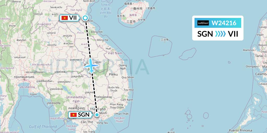W24216 Flex Flight Flight Map: Ho Chi Minh City to Vinh
