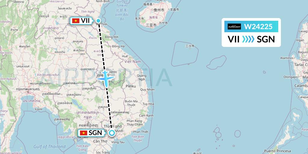 W24225 Flex Flight Flight Map: Vinh to Ho Chi Minh City