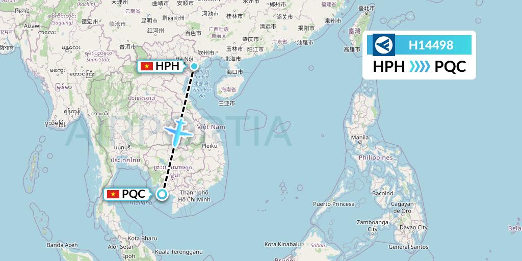 H14498 Hahn Air Systems Flight Map: Haiphong to Phu Quoc