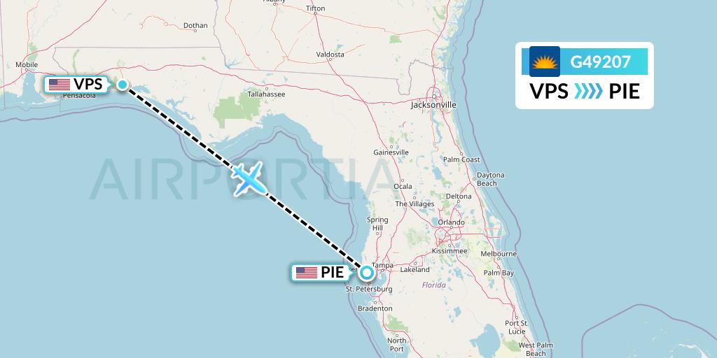 G49207 Allegiant Air Flight Map: Valparaiso to St. Petersburg