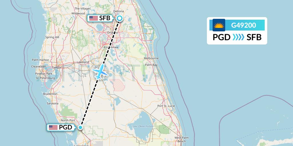 G49200 Allegiant Air Flight Map: Punta Gorda to Orlando