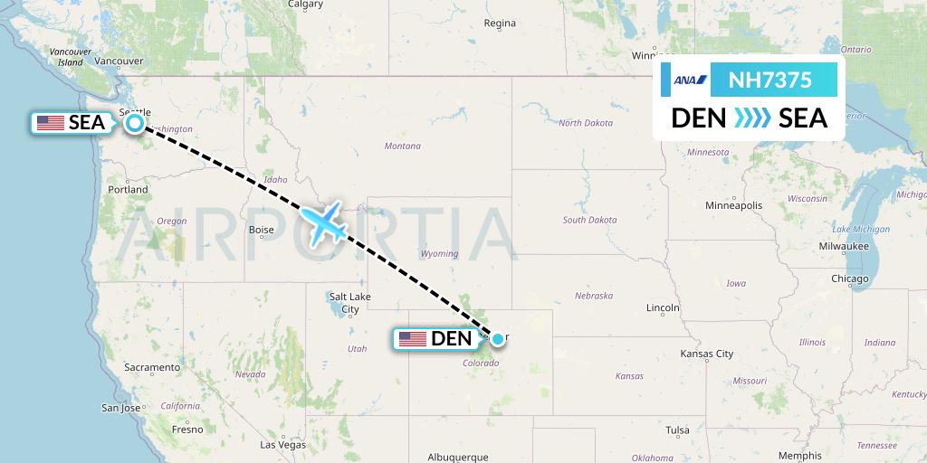 NH7375 All Nippon Airways Flight Map: Denver to Seattle