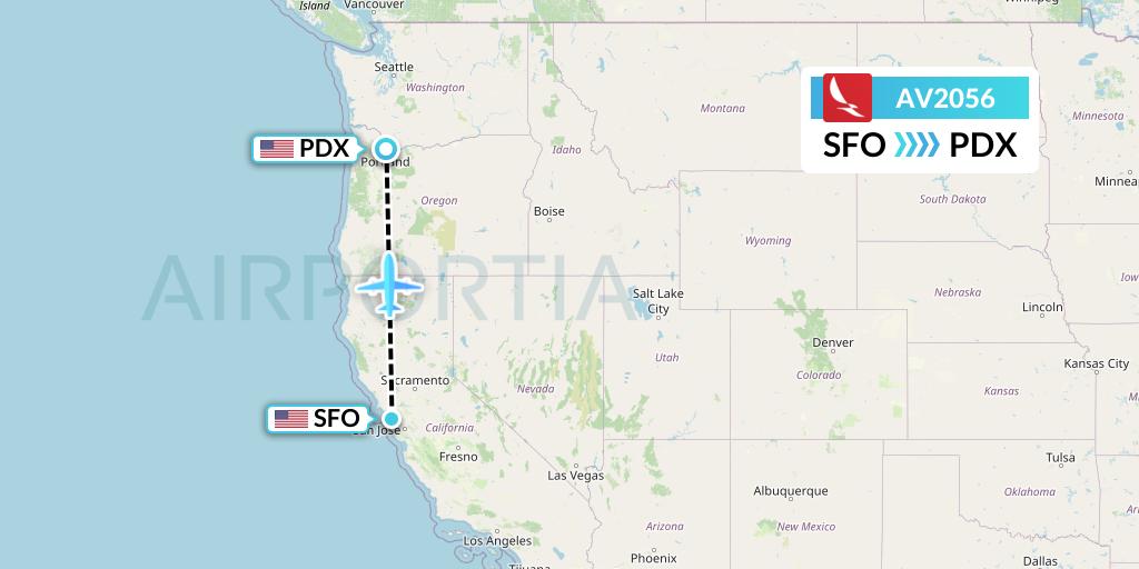 AV2056 Avianca Flight Map: San Francisco to Portland