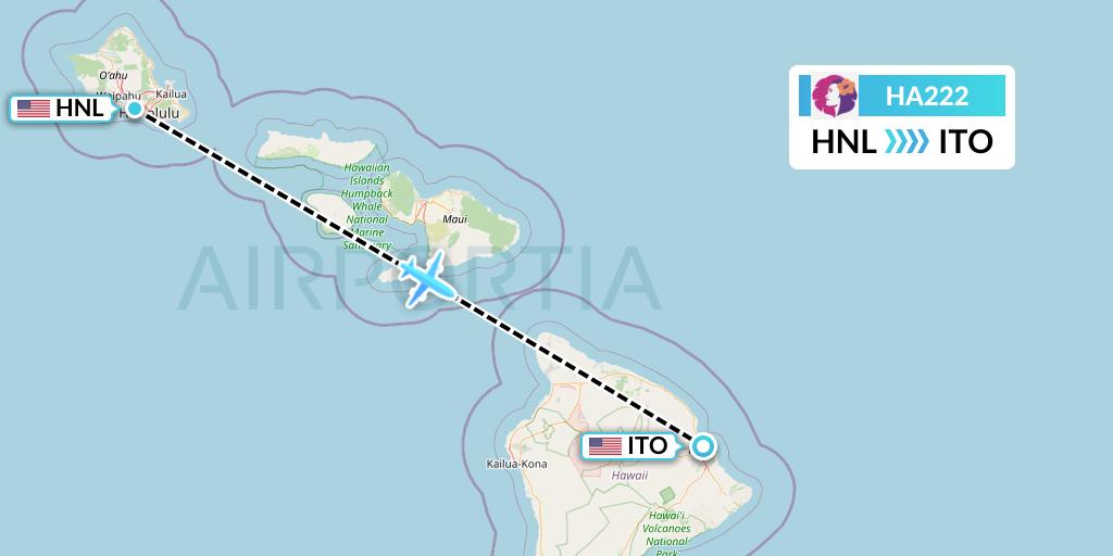 HA222 Hawaiian Airlines Flight Map: Honolulu to Hilo