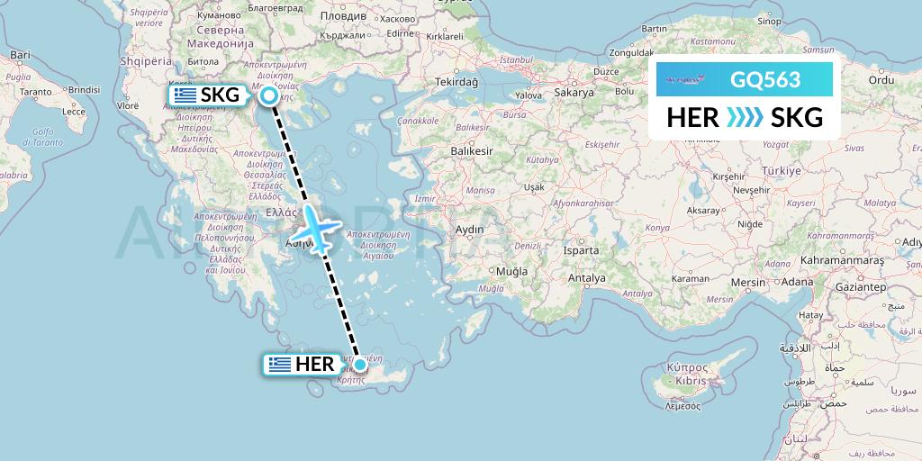GQ563 Sky Express (Greece) Flight Map: Heraklion to Thessaloniki