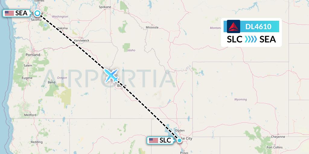 DL4610 Delta Air Lines Flight Map: Salt Lake City to Seattle