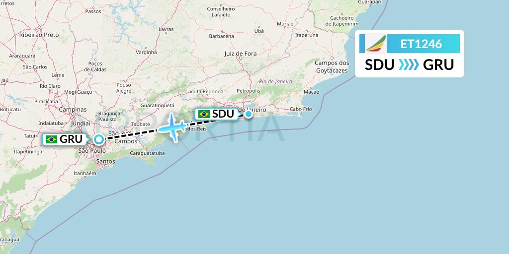 ET1246 Ethiopian Airlines Flight Map: Rio de Janeiro to Sao Paulo
