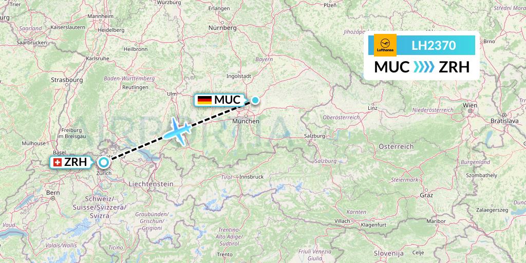 LH2370 Lufthansa Flight Map: Munich to Zurich