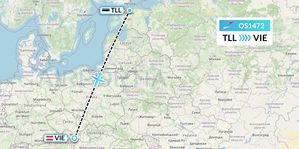 OS1472 Austrian Airlines Flight Map: Tallinn to Vienna