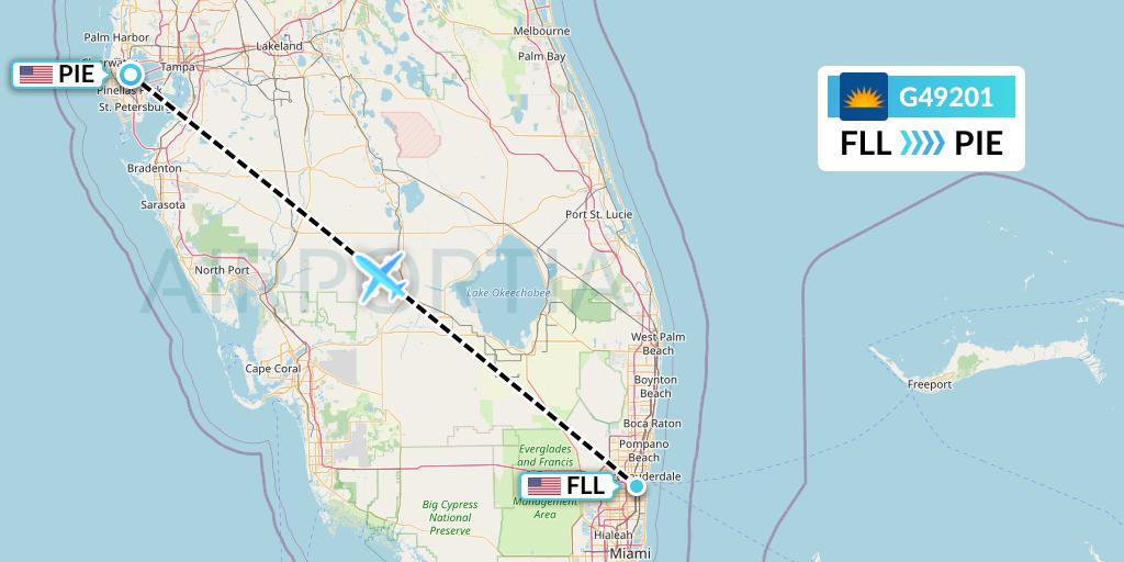 G49201 Allegiant Air Flight Map: Fort Lauderdale to St. Petersburg