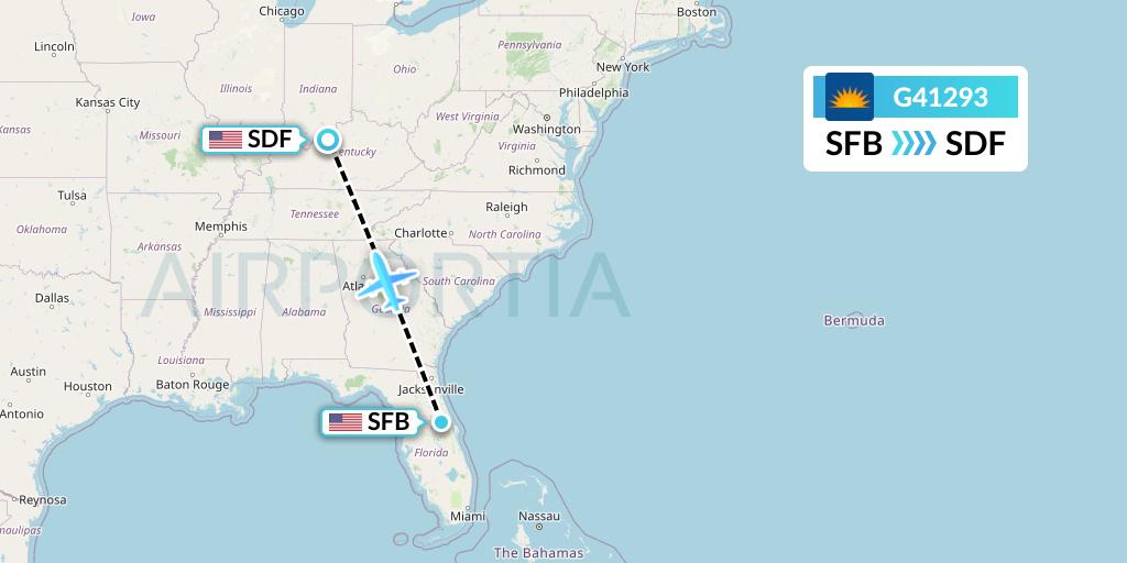 G41293 Allegiant Air Flight Map: Orlando to Louisville