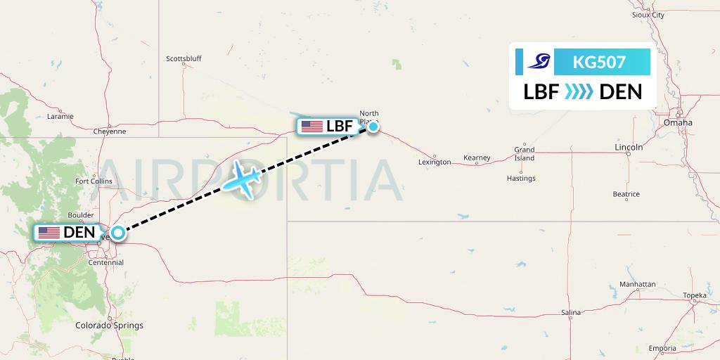 KG507 Key Lime Air Flight Map: North Platte to Denver