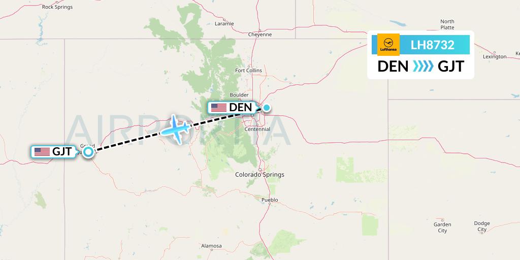 LH8732 Lufthansa Flight Map: Denver to Grand Junction