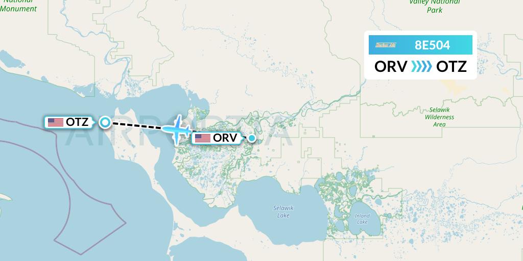 8E504 Bering Air Flight Map: Noorvik to Kotzebue